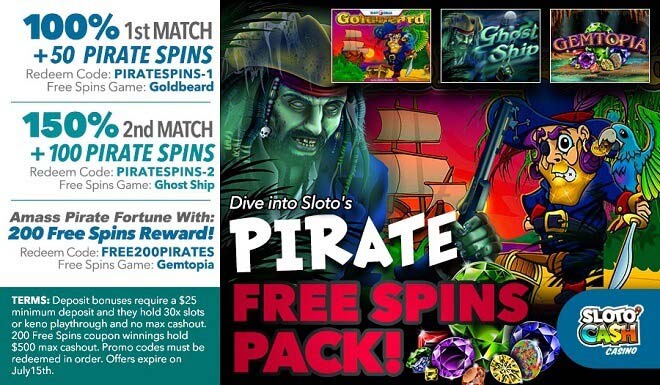 350 Pirate Free Spins Pack!
