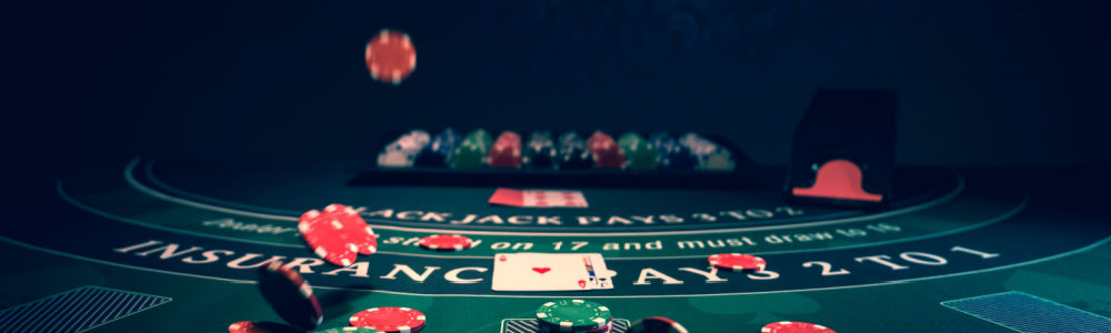 blackjack table at a casino  