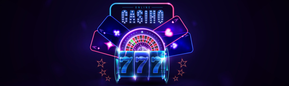 futuristic virtual slot machine in blue and purple