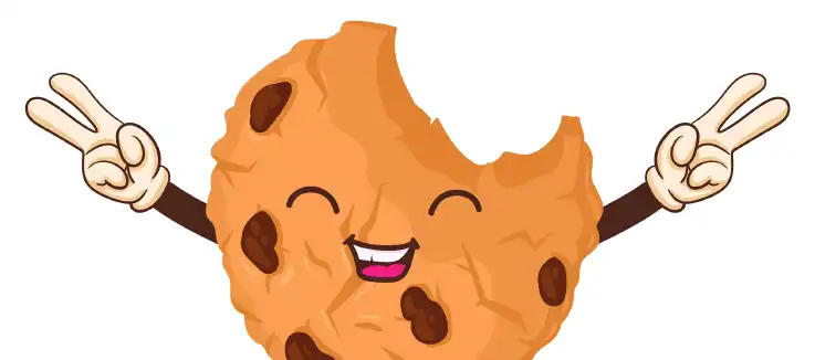 cartoon chocolate chip cookie mascot