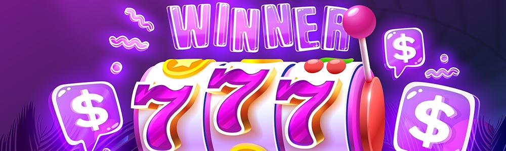 illustration of a casino slot machine with 777 and the word WINNER over the slot