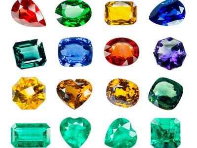bright colored gem stones on a white background