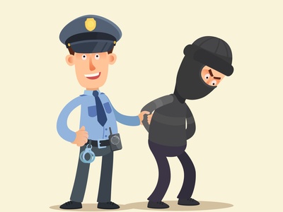drawing of a cartoon cop and robber