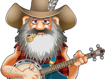 cartoon of a hillbilly with a banjo and a jug