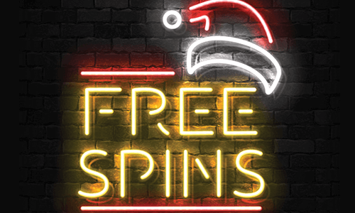 Free Spins in neon lights with a Santa hat