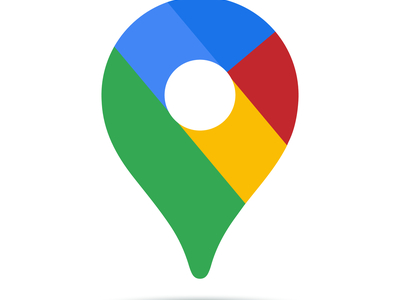 Google Maps Logo  - blue, red, orange and green marker pointing down to the spot on a map