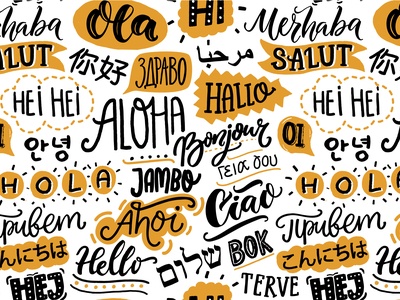 a graphic of Hello in many foreign languages