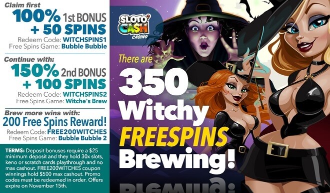 350 Sloto Witches Free Spins Pack!