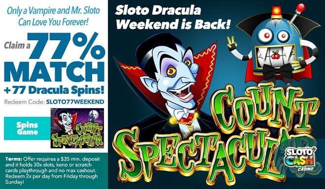 Sloto'Cash Weekend Bonus + 77 Free Spins