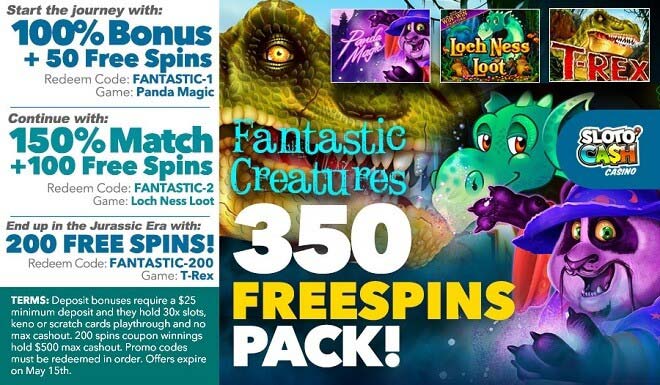 Sloto'Cash 350 Free Spins