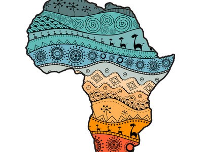 map of Africa with tribal patterns and colors