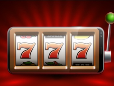 a red background with a three reel slot showing all 7 across