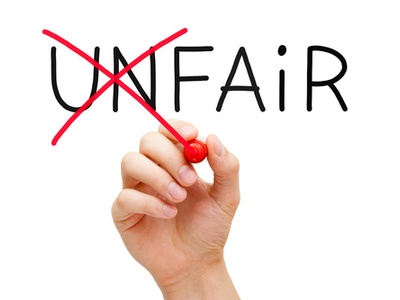 The word FAIR with the prefix "un" crossed out.